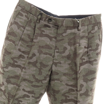 【新品】ドルモア DRUMOHR ウールシルクリネン カモフラ カジュアルスラックスパンツ グレーxオリーブ【 48 】【 状態ランクN 】【 メンズ 】