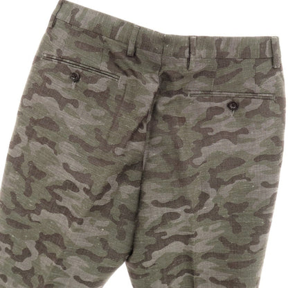 【新品】ドルモア DRUMOHR ウールシルクリネン カモフラ カジュアルスラックスパンツ グレーxオリーブ【 48 】【 状態ランクN 】【 メンズ 】