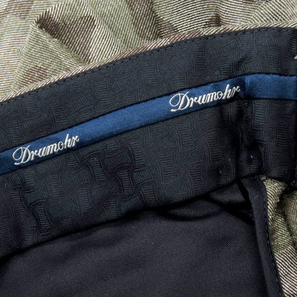 【新品】ドルモア DRUMOHR ウールシルクリネン カモフラ カジュアルスラックスパンツ グレーxオリーブ【 48 】【 状態ランクN 】【 メンズ 】