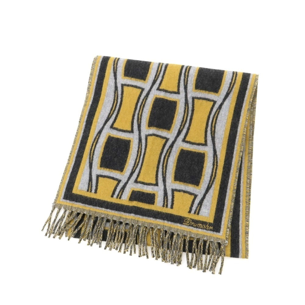 【新品】ドルモア DRUMOHR ウール マフラー グレーxイエロー【 状態ランクN 】【 メンズ 】