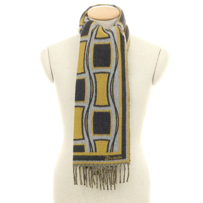 【新品】ドルモア DRUMOHR ウール マフラー グレーxイエロー【 状態ランクN 】【 メンズ 】