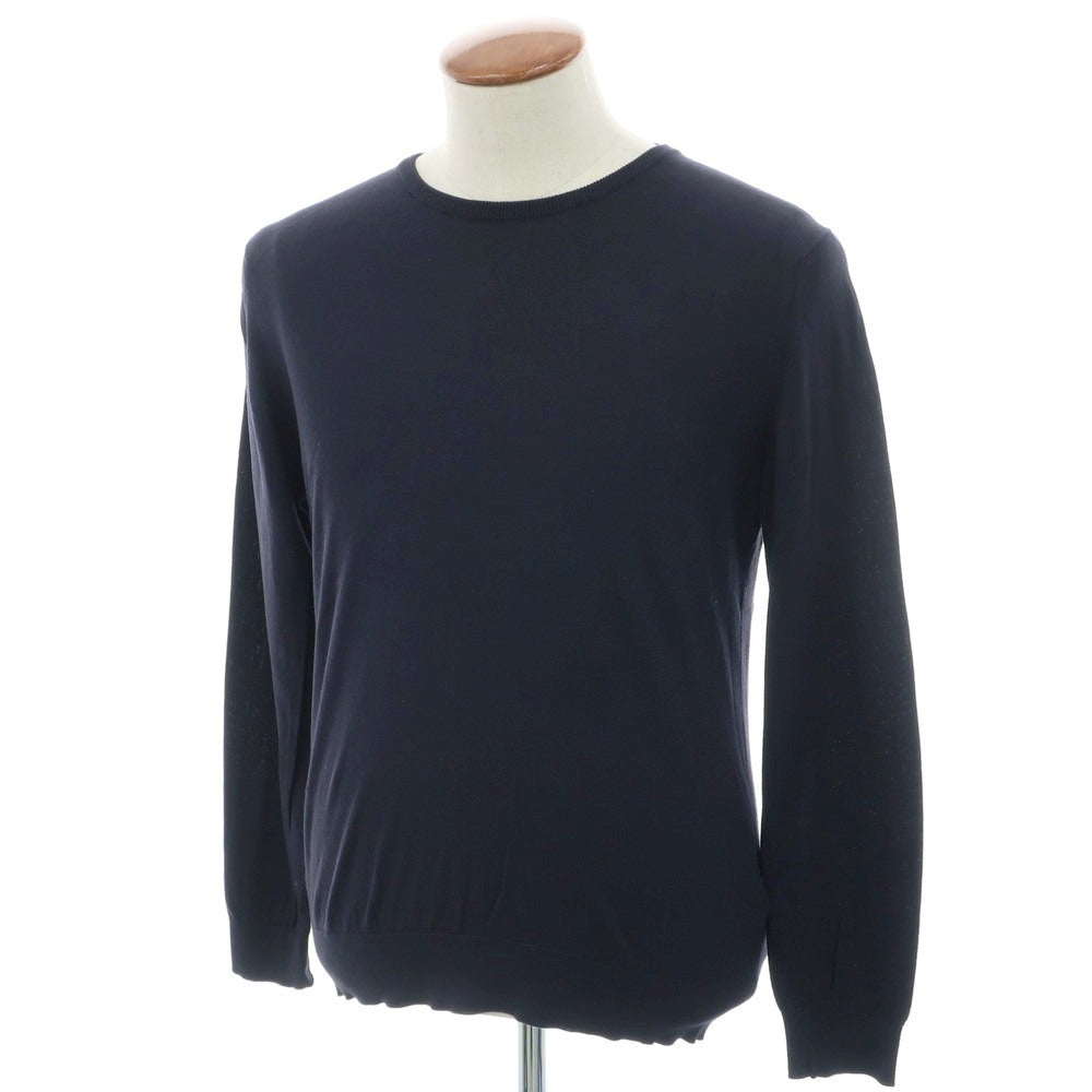【中古】ジョンスメドレー JOHN SMEDLEY ハイゲージ シーアイランドコットン クルーネック プルオーバーニット ネイビー【 M 】【 状態ランクC 】【 メンズ 】