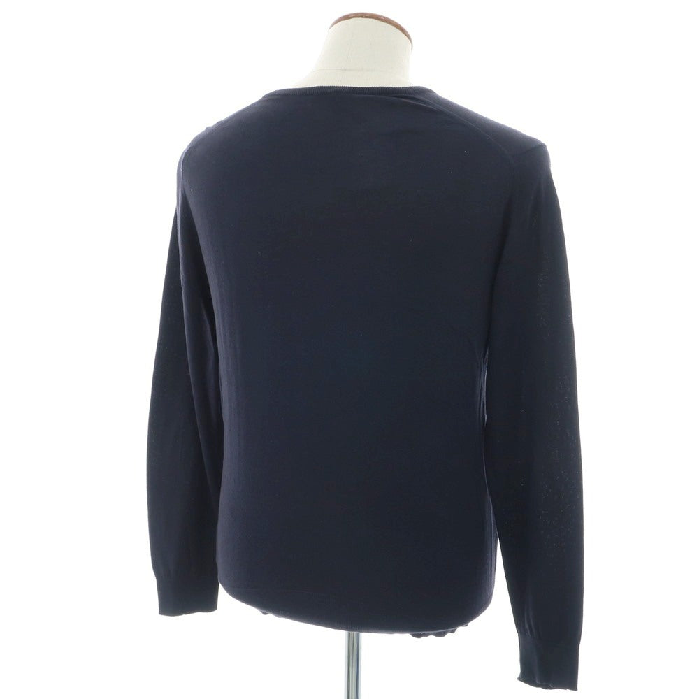【中古】ジョンスメドレー JOHN SMEDLEY ハイゲージ シーアイランドコットン クルーネック プルオーバーニット ネイビー【 M 】【 状態ランクC 】【 メンズ 】