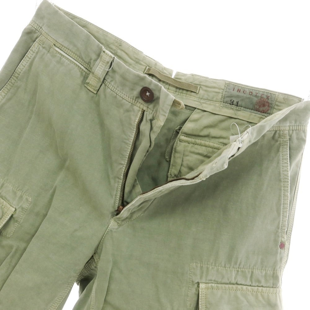 [Used] INCOTEX RED Cotton Linen Cargo Shorts Olive [31] [Condition Rank C] [Men&