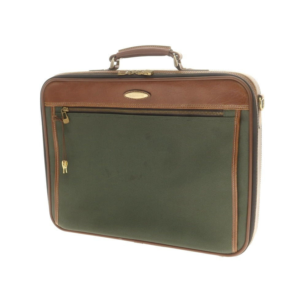 【中古】サムソナイト Samsonite ナイロン レザー ブリーフケース グリーンxブラウン【 状態ランクC 】【 メンズ 】