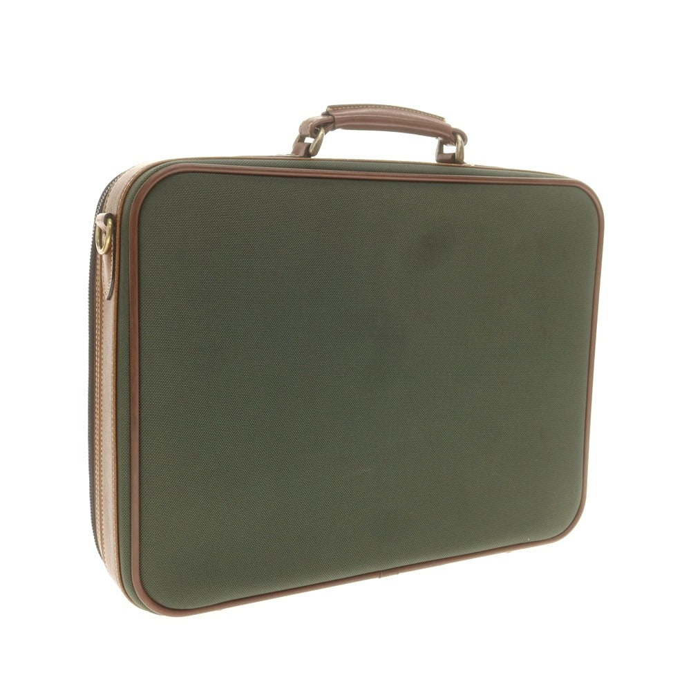 【中古】サムソナイト Samsonite ナイロン レザー  ブリーフケース グリーンxブラウン【 状態ランクC 】【 メンズ 】[EPD]