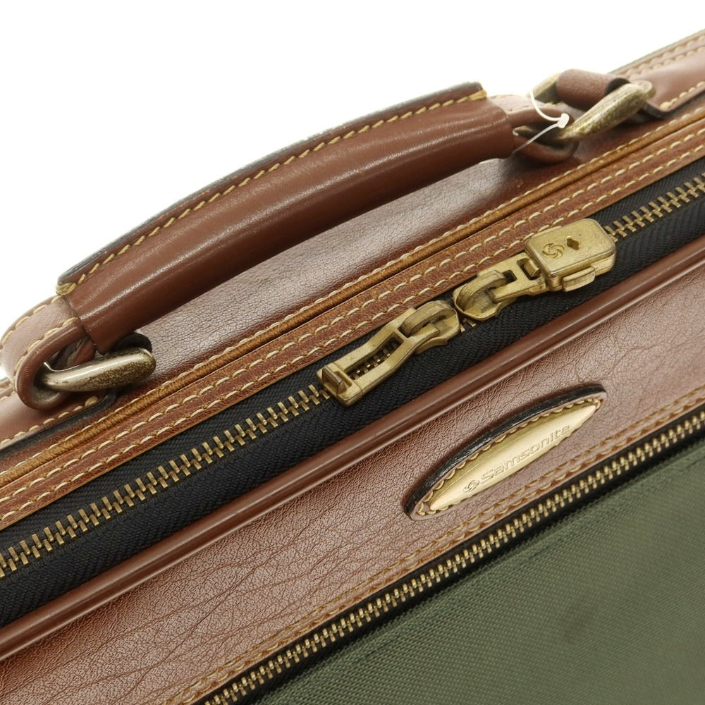 【中古】サムソナイト Samsonite ナイロン レザー  ブリーフケース グリーンxブラウン【 状態ランクC 】【 メンズ 】[EPD]