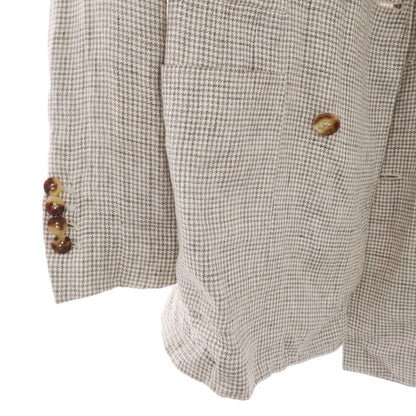【中古】ブルネロクチネリ Brunello Cucinelli リネン ハウンドトゥース柄 ダブルスーツ グレージュxホワイト【 46 】【 状態ランクC 】【 メンズ 】