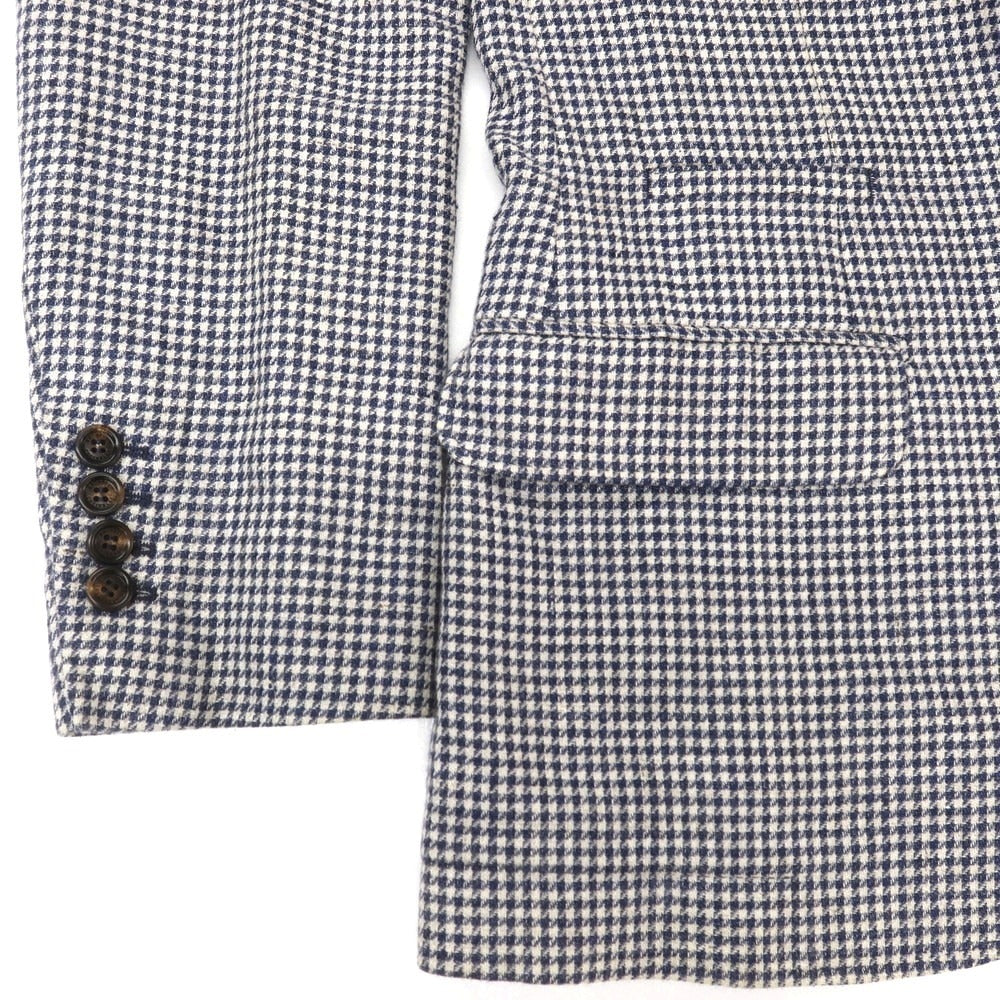 [Used] Brunello Cucinelli Linen wool houndstooth pattern tailored jacket Navy x white [46] [Condition rank D] [Men&