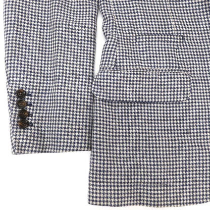 [Used] Brunello Cucinelli Linen wool houndstooth pattern tailored jacket Navy x white [46] [Condition rank D] [Men&