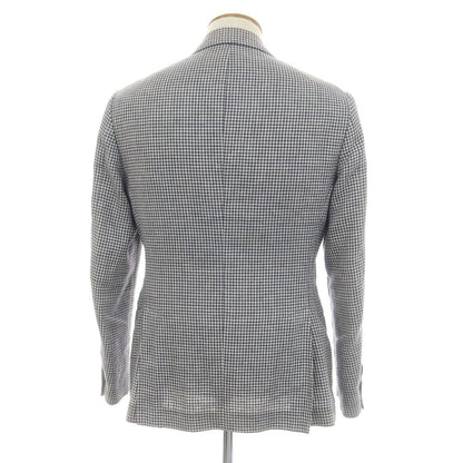 [Used] Brunello Cucinelli Linen wool houndstooth pattern tailored jacket Navy x white [46] [Condition rank D] [Men&