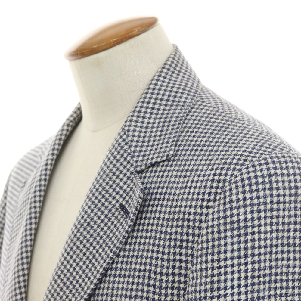 [Used] Brunello Cucinelli Linen wool houndstooth pattern tailored jacket Navy x white [46] [Condition rank D] [Men&