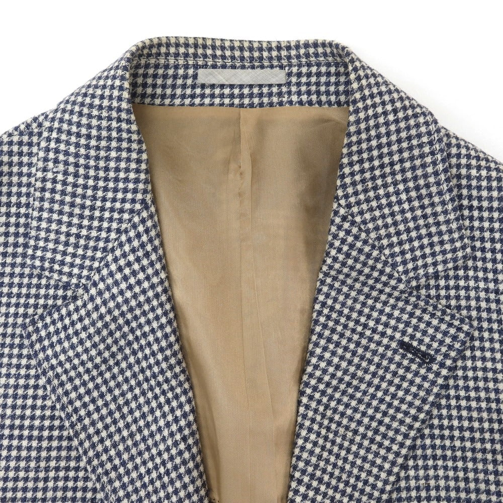 [Used] Brunello Cucinelli Linen wool houndstooth pattern tailored jacket Navy x white [46] [Condition rank D] [Men&