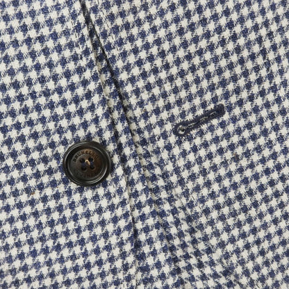 [Used] Brunello Cucinelli Linen wool houndstooth pattern tailored jacket Navy x white [46] [Condition rank D] [Men&