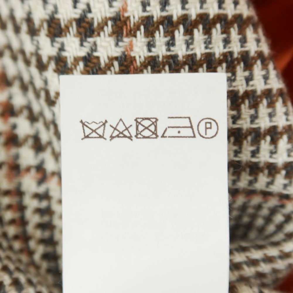 [Used] Brunello Cucinelli Linen wool check double-breasted jacket, brown x white [46] [Condition: C] [Men&