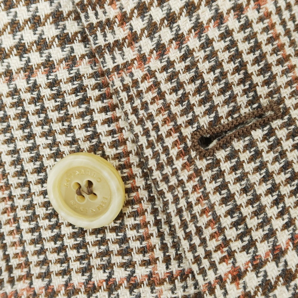 [Used] Brunello Cucinelli Linen wool check double-breasted jacket, brown x white [46] [Condition: C] [Men&