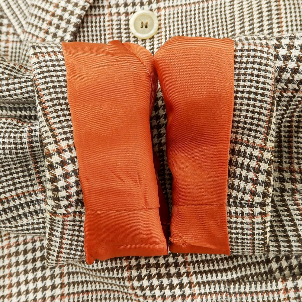 [Used] Brunello Cucinelli Linen wool check double-breasted jacket, brown x white [46] [Condition: C] [Men&
