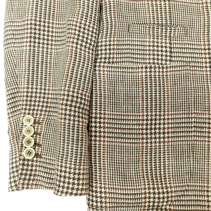 [Used] Brunello Cucinelli Linen wool check double-breasted jacket, brown x white [46] [Condition: C] [Men&