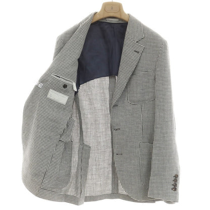 [Used] Brunello Cucinelli Linen Wool Silk Houndstooth Tailored Jacket Charcoal x White [46] [Condition Rank C] [Men&