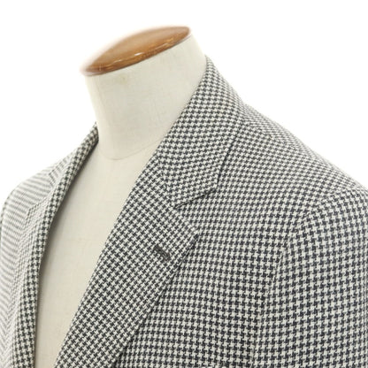 [Used] Brunello Cucinelli Linen Wool Silk Houndstooth Tailored Jacket Charcoal x White [46] [Condition Rank C] [Men&