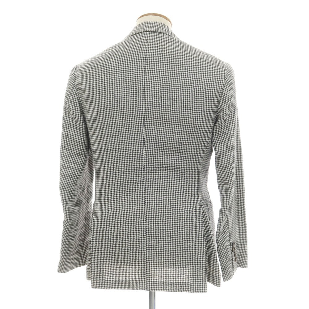 [Used] Brunello Cucinelli Linen Wool Silk Houndstooth Tailored Jacket Charcoal x White [46] [Condition Rank C] [Men&