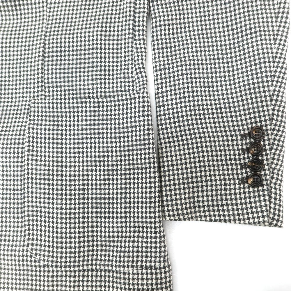 [Used] Brunello Cucinelli Linen Wool Silk Houndstooth Tailored Jacket Charcoal x White [46] [Condition Rank C] [Men&