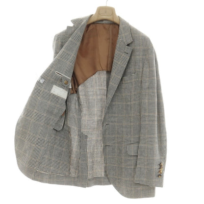 [Used] Brunello Cucinelli Linen wool silk check tailored jacket Dark navy x white [46] [Condition rank D] [Men&