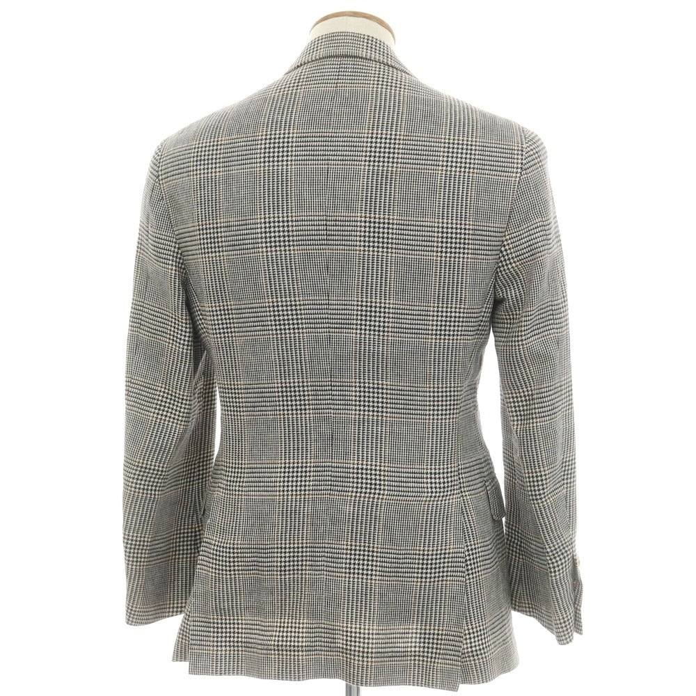 [Used] Brunello Cucinelli Linen wool silk check tailored jacket Dark navy x white [46] [Condition rank D] [Men&
