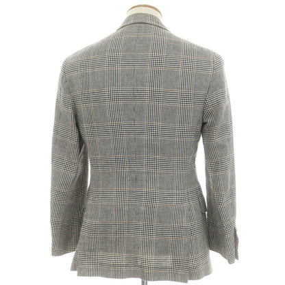 [Used] Brunello Cucinelli Linen wool silk check tailored jacket Dark navy x white [46] [Condition rank D] [Men&