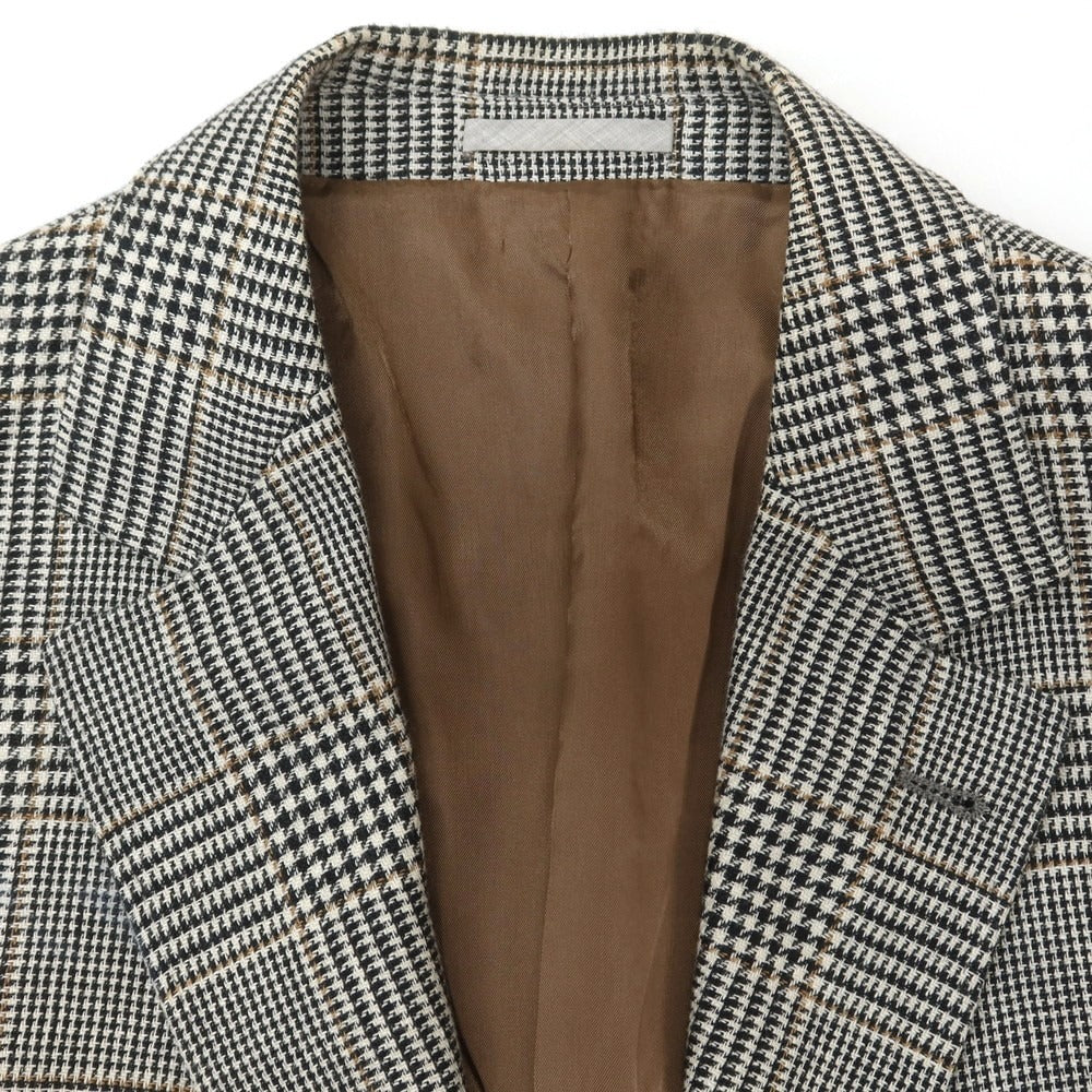 [Used] Brunello Cucinelli Linen wool silk check tailored jacket Dark navy x white [46] [Condition rank D] [Men&