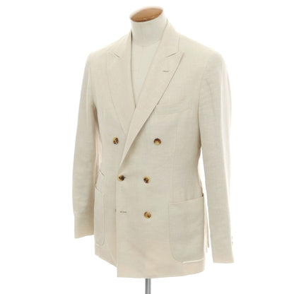 [Used] Brunello Cucinelli Linen wool silk double-breasted tailored jacket, light beige [46] [Condition: C] [Men&