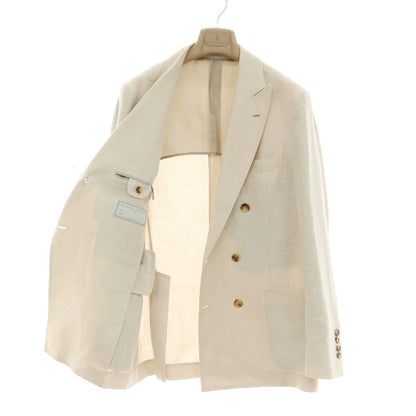 [Used] Brunello Cucinelli Linen wool silk double-breasted tailored jacket, light beige [46] [Condition: C] [Men&