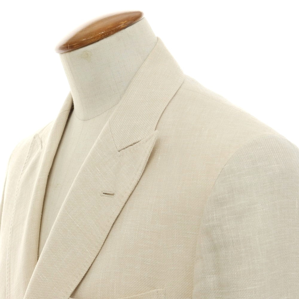 [Used] Brunello Cucinelli Linen wool silk double-breasted tailored jacket, light beige [46] [Condition: C] [Men&