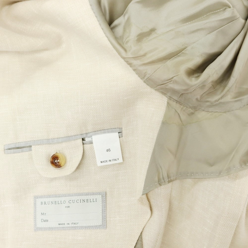 [Used] Brunello Cucinelli Linen wool silk double-breasted tailored jacket, light beige [46] [Condition: C] [Men&