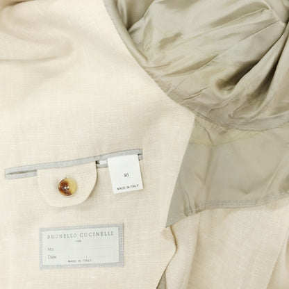 [Used] Brunello Cucinelli Linen wool silk double-breasted tailored jacket, light beige [46] [Condition: C] [Men&