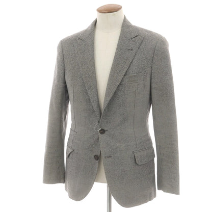 【中古】ブルネロクチネリ Brunello Cucinelli ウール ハウンドトゥース柄 テーラードジャケット オフホワイトxブラック【 46 】【 状態ランクD 】【 メンズ 】