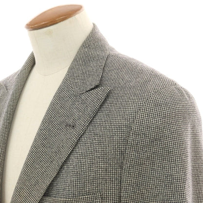 【中古】ブルネロクチネリ Brunello Cucinelli ウール ハウンドトゥース柄 テーラードジャケット オフホワイトxブラック【 46 】【 状態ランクD 】【 メンズ 】