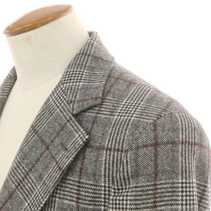 【中古】ブルネロクチネリ Brunello Cucinelli ウール チェック テーラードジャケット ホワイト×ブラック×ブラウン【 46 】【 状態ランクB 】【 メンズ 】