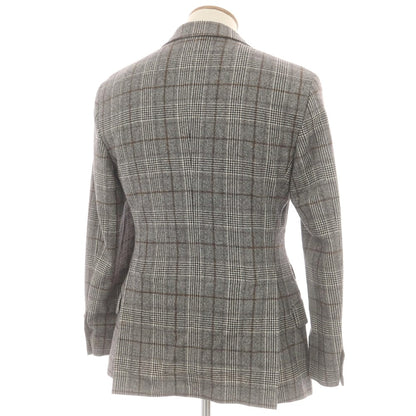 【中古】ブルネロクチネリ Brunello Cucinelli ウール チェック テーラードジャケット ホワイト×ブラック×ブラウン【 46 】【 状態ランクB 】【 メンズ 】