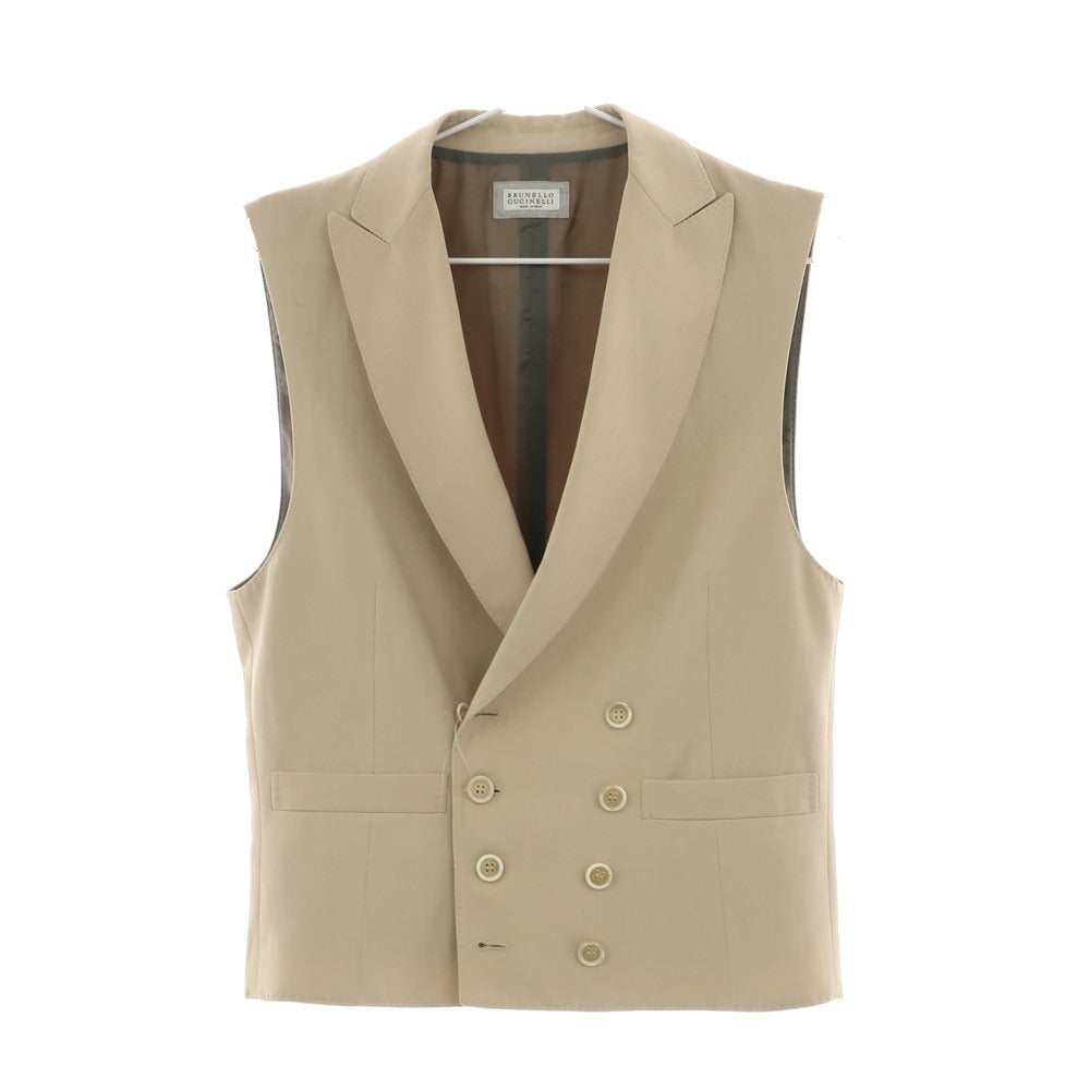 [Used] Brunello Cucinelli Herringbone Wool Linen Gilet Vest Beige [46] [Condition Rank C] [Men&