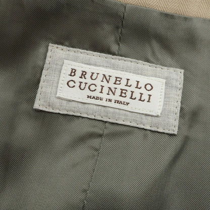 [Used] Brunello Cucinelli Herringbone Wool Linen Gilet Vest Beige [46] [Condition Rank C] [Men&