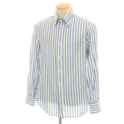 【中古】ブルネロクチネリ Brunello Cucinelli コットン ストライプ ボタンダウン カジュアルシャツ ブルーxホワイト【 S 】【 状態ランクB 】【 メンズ 】