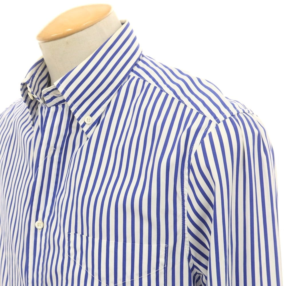 【中古】ブルネロクチネリ Brunello Cucinelli コットン ストライプ ボタンダウン ドレスシャツ ホワイトxブルー【 S 】【 状態ランクD 】【 メンズ 】