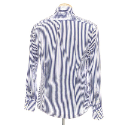 【中古】ブルネロクチネリ Brunello Cucinelli コットン ストライプ ボタンダウン ドレスシャツ ホワイトxブルー【 S 】【 状態ランクD 】【 メンズ 】