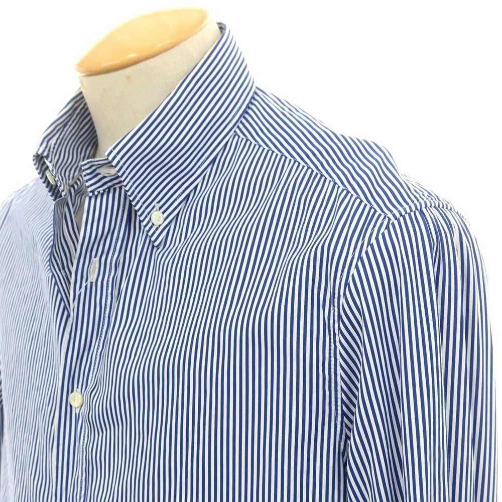 【中古】ブルネロクチネリ Brunello Cucinelli コットン ストライプ ボタンダウン ドレスシャツ ブルーxホワイト【 S 】【 状態ランクC 】【 メンズ 】