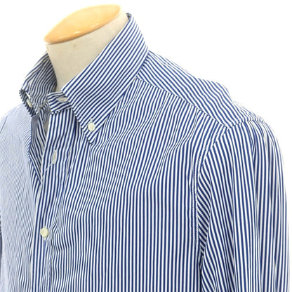 【中古】ブルネロクチネリ Brunello Cucinelli コットン ストライプ ボタンダウン ドレスシャツ ブルーxホワイト【 S 】【 状態ランクC 】【 メンズ 】