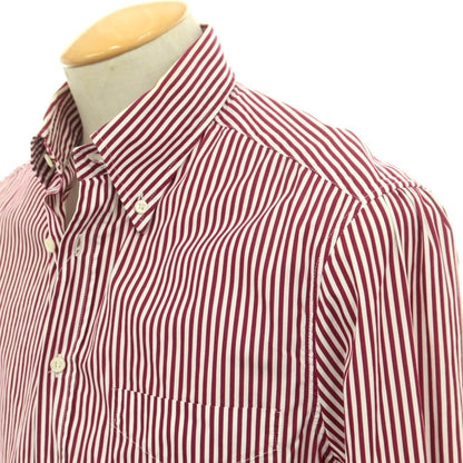 【中古】ブルネロクチネリ Brunello Cucinelli コットン ストライプ ボタンダウン ドレスシャツ ワインレッドxホワイト【 S 】【 状態ランクD 】【 メンズ 】
