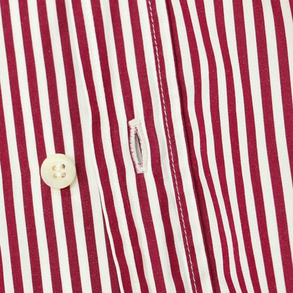 【中古】ブルネロクチネリ Brunello Cucinelli コットン ストライプ ボタンダウン ドレスシャツ ワインレッドxホワイト【 S 】【 状態ランクD 】【 メンズ 】
