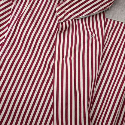 【中古】ブルネロクチネリ Brunello Cucinelli コットン ストライプ ボタンダウン ドレスシャツ ワインレッドxホワイト【 S 】【 状態ランクD 】【 メンズ 】