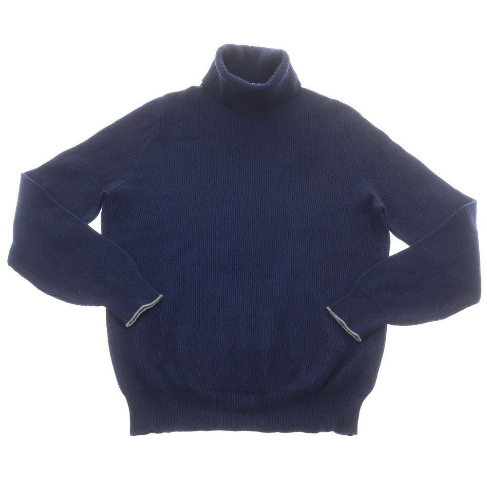 【中古】ブルネロクチネリ Brunello Cucinelli ウールカシミヤシルク リブ タートルネック プルオーバーニット ライトネイビー【 50 】【 状態ランクB 】【 メンズ 】